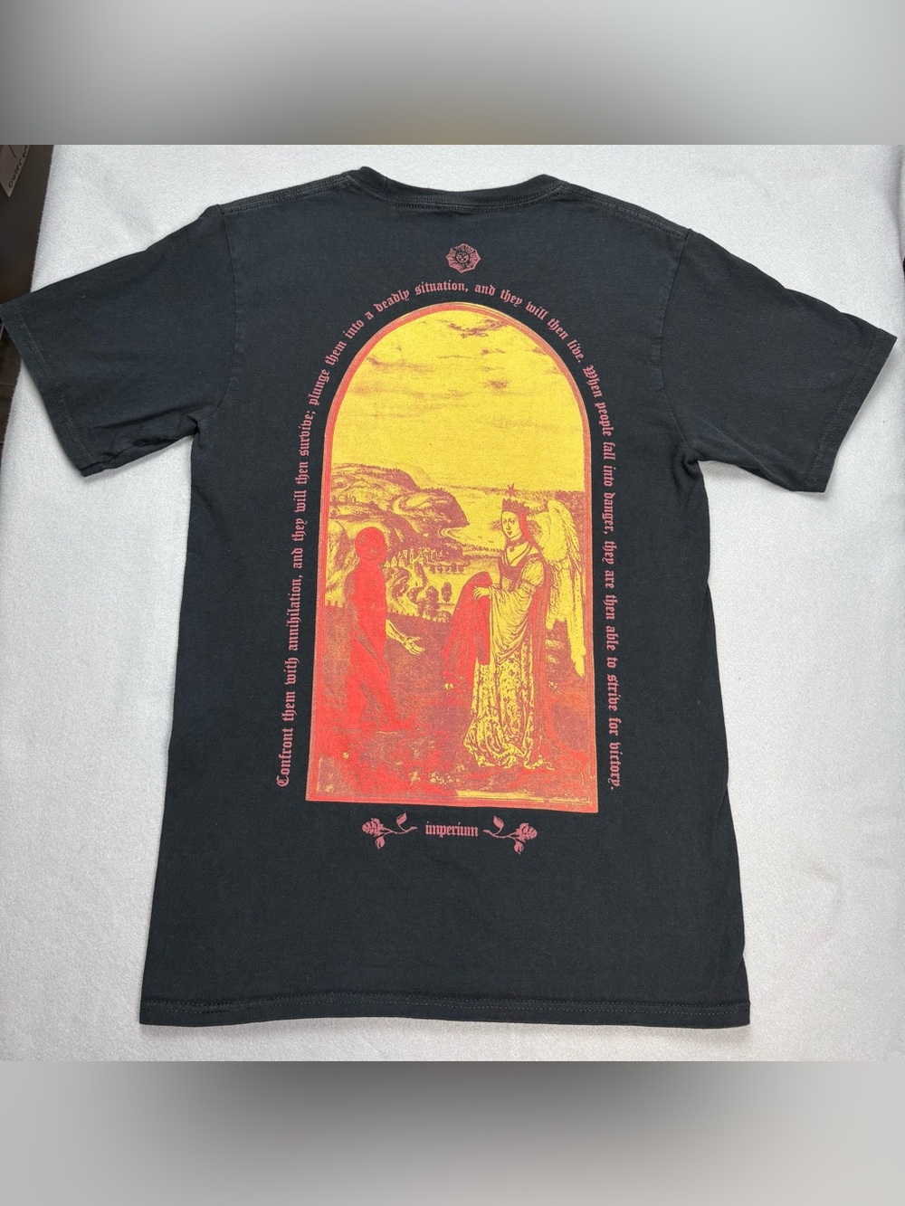 Empyre Imperium Gothic Angel Graphic T-Shirt Washed Black Men’s Small Skate Tee